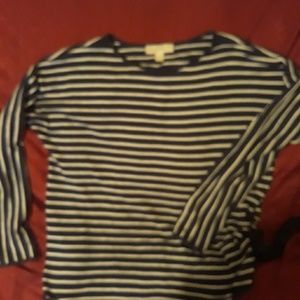 Navy blue and white striped MK sweater